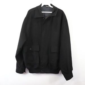 Marco Trani Mens Medium Wool Bomber Jacket Black